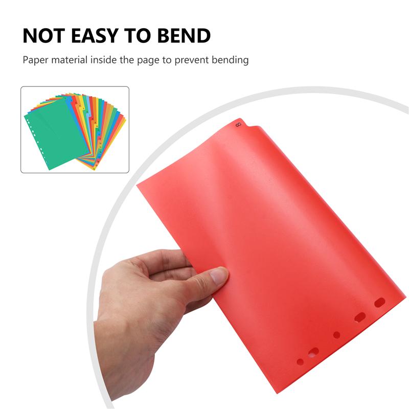 20 Pages A4 Colorful Index Page Classified Lables Plastic Tab Dividers Card paper to prevent bending(Color Printed Number)
