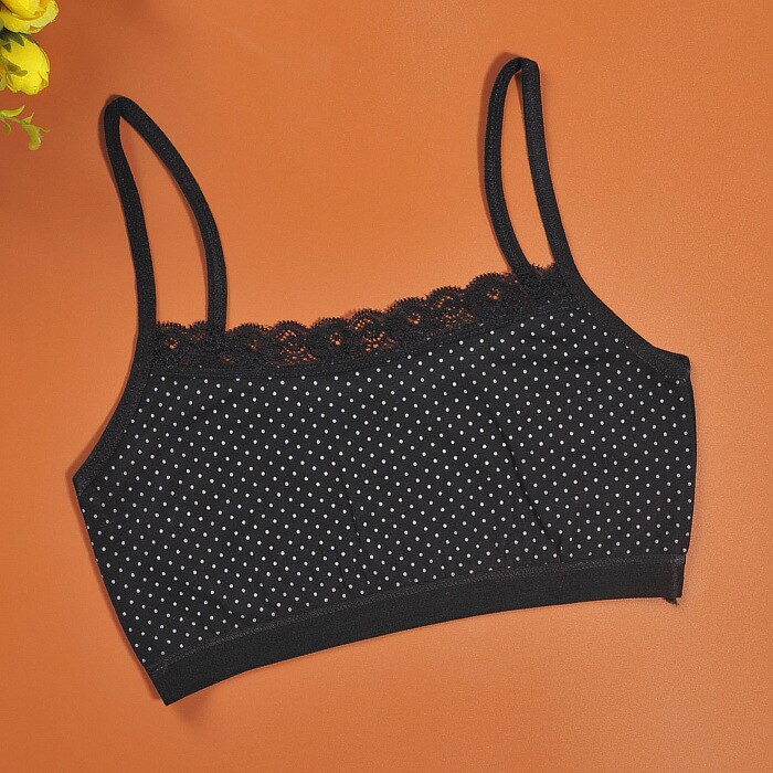 Children's bra development period vest suspension girls small vest primary school students single-layer thin Girl training bra: Black