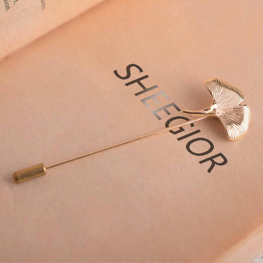 Broches simples de hojas de Ginkgo para mujer, accesorios, decoración de traje, broche de planta, insignia para hombre, alfileres largos de solapa, de amistad de