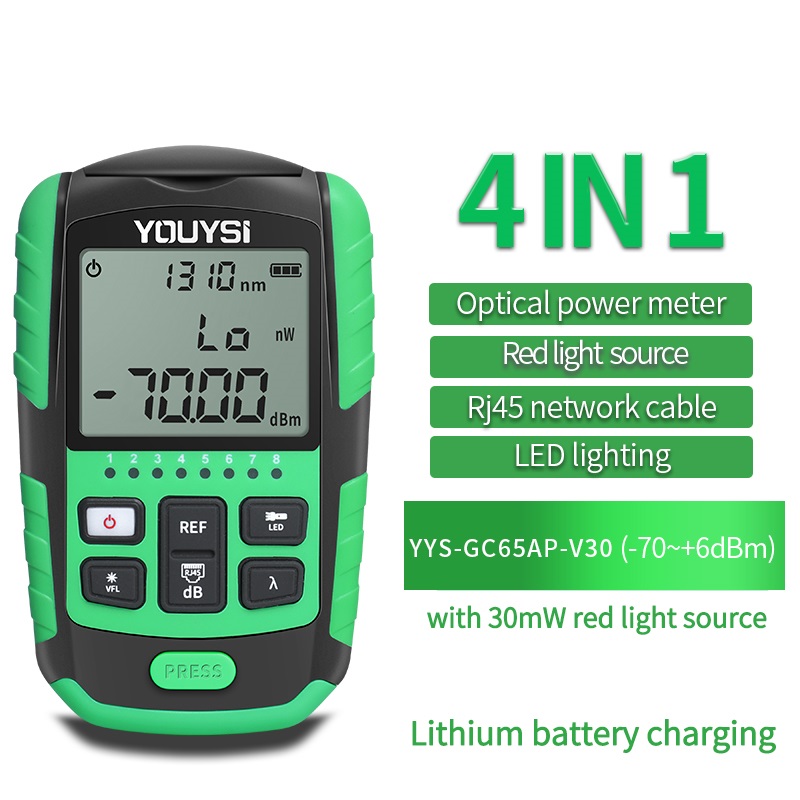 5G 10 Wavelength 4 in1 Optical Power Meter Visual Fault Locator Optical Fiber Tester VFL Network Cable Test: YYS-GC65AP-V30