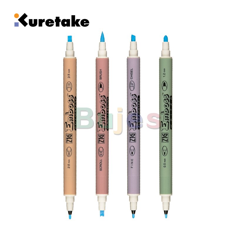 Kuretake Zig Emboss Twin Tip ,Embossing easily creates dimension and surface texture,Waterbased Ink,Available in 4 sizes
