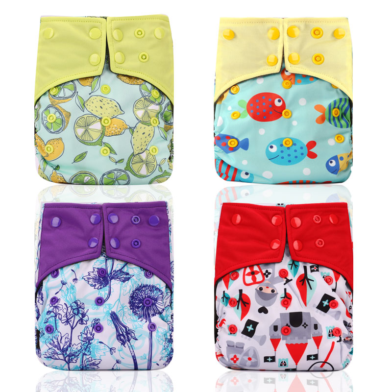 Pororo Baby Herbruikbare Doek Luier Bamboe Houtskool 4 Stuks, Wasbare Luier Luiers Met Kleur Tab Houtskool Inserts