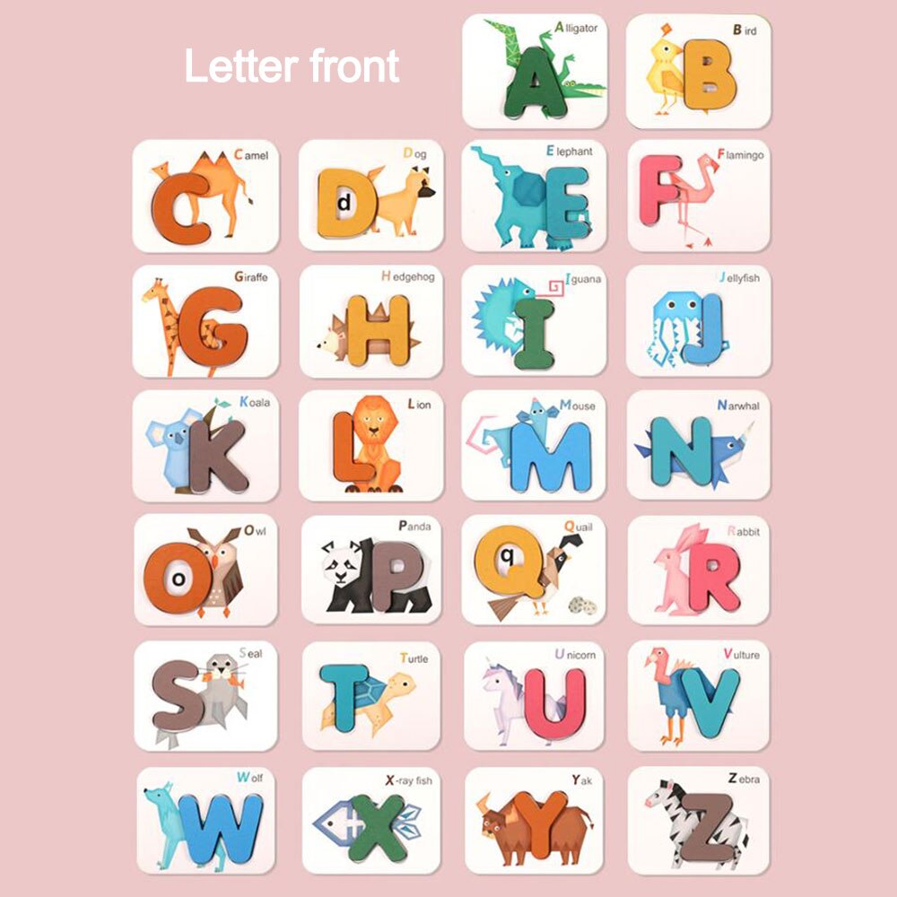 Nummers En Alfabetten Flash Kaarten Set-Abc Houten Letters En Cijfers Animal Card Board Matching Puzzel Speelgoed Voor Peuter