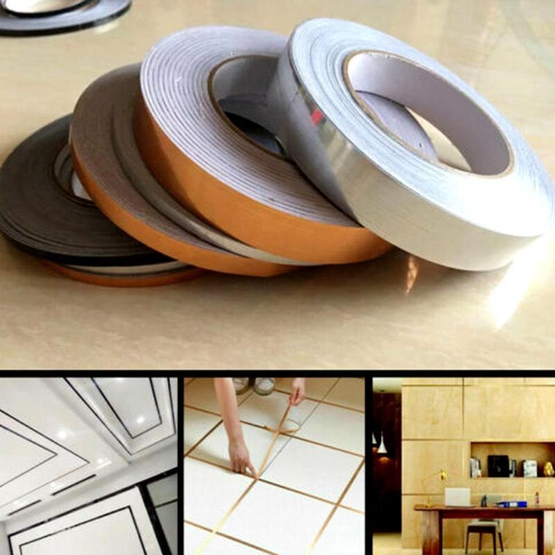 0.5cm/1cm gouden zilveren naadlijn tegel zelfklevende sticker vloer waterdicht waterdicht decor huis badkamer  t1 s 5