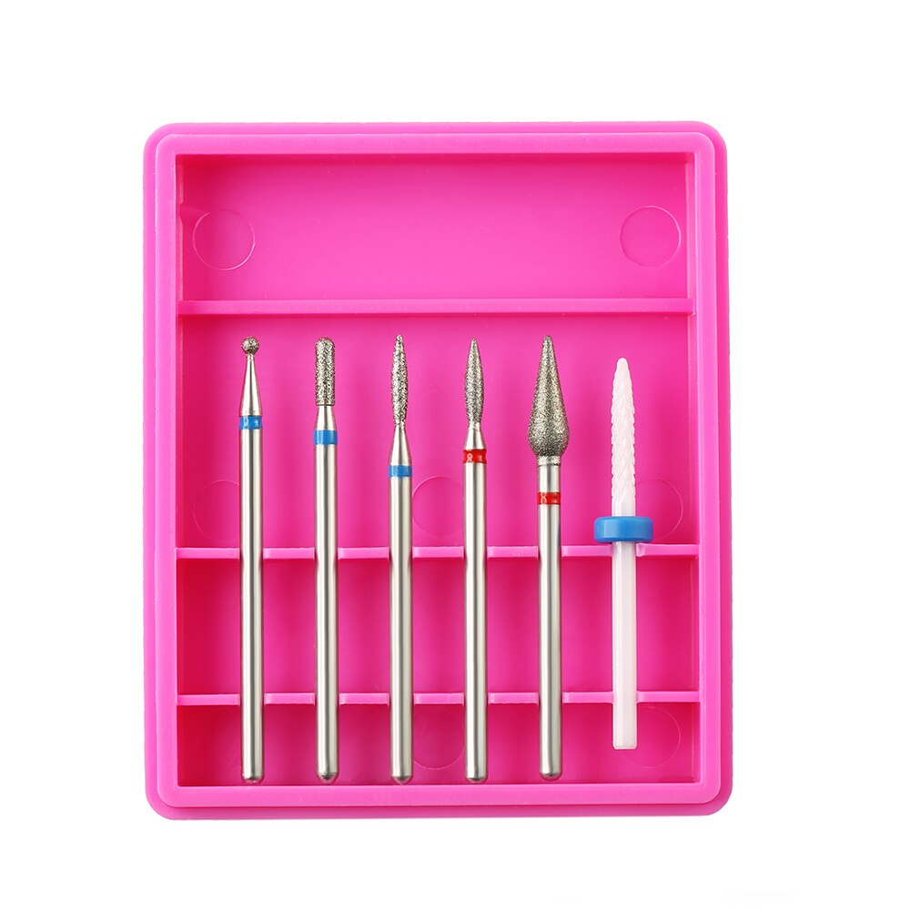 6 stücke Keramik Diamant Nagel Bohrer mischen Bits einstellen Fräsen Cutter für Manikübetreffend Elektrische Maschine Pedikübetreffend Gitter Nagel Kunst Zubehör