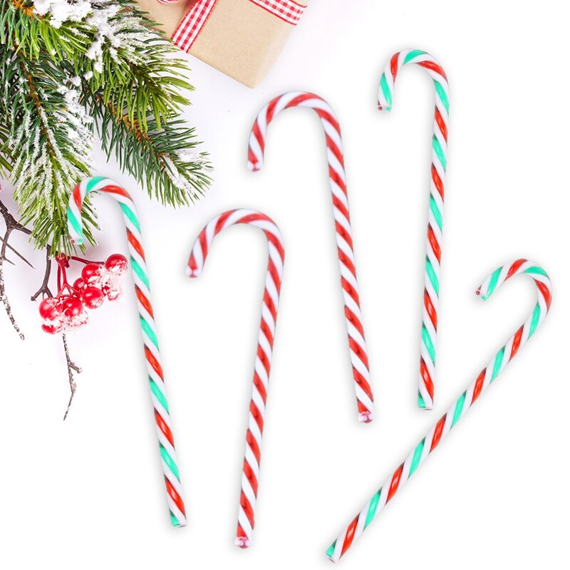 10 Stks/pak Voor Nieuwjaar Xmas Party Kids Xmas Opknoping Riet Kerstboom Ornamenten Crutch Hanger Decor