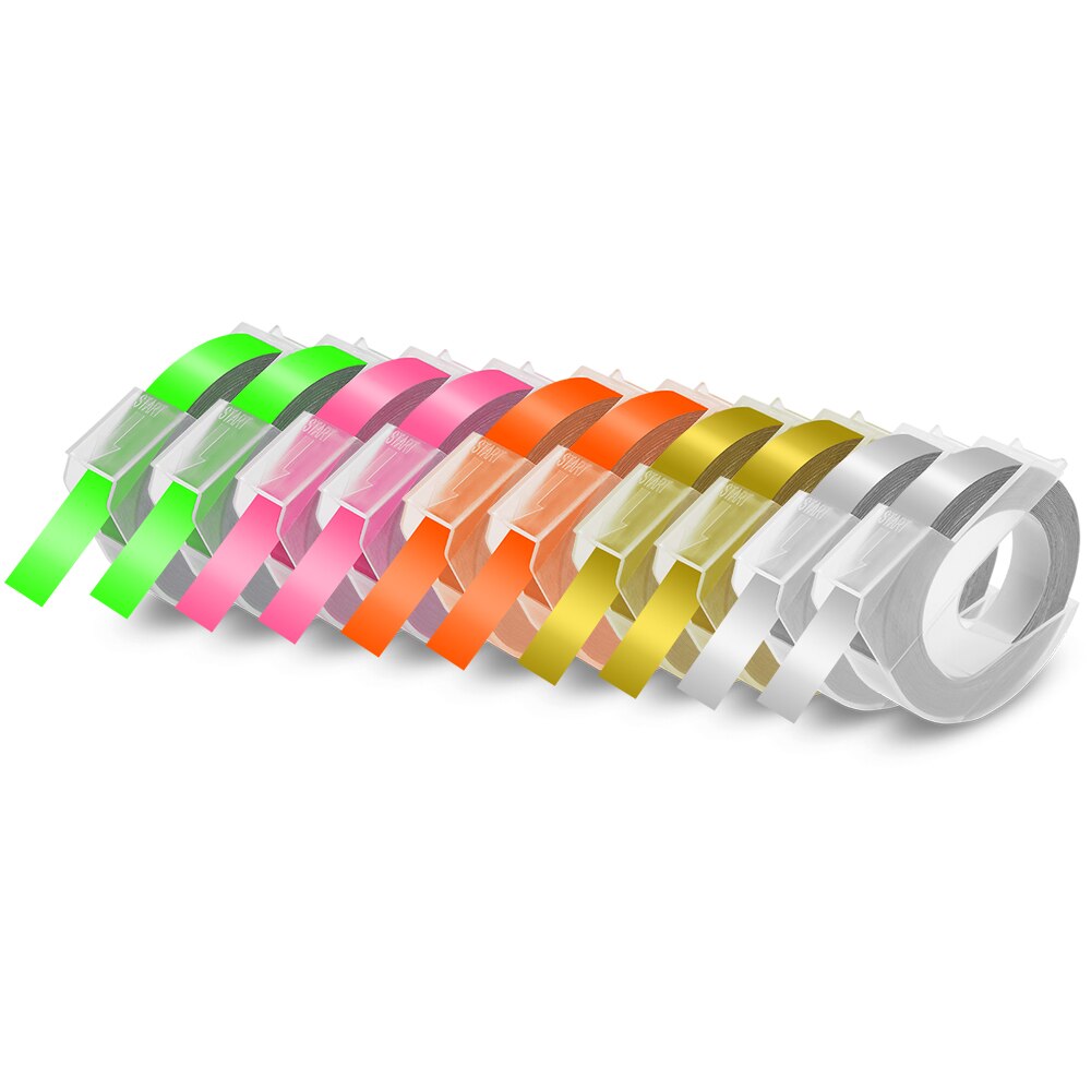 UniPlus 10PK Fit Dymo 3D Label Tapes Multi Colors Embossing Labeling Maker DIY Letter Printer for Motex E101 Dymo Label Printer: Set 9