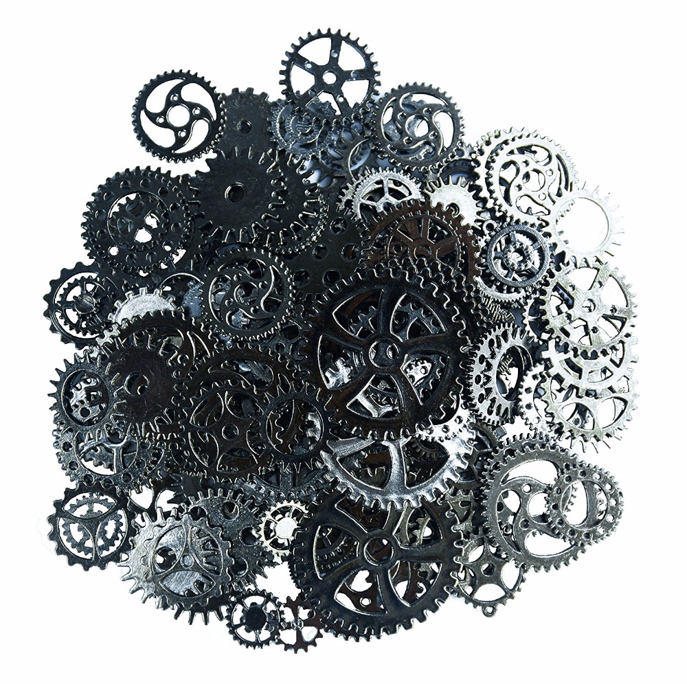 120g About 100pcs/lot Vintage Metal Mixed Gears Jewelry Making Diy Steampunk Gear Pendant Charms Bronze Bracelet Accessories