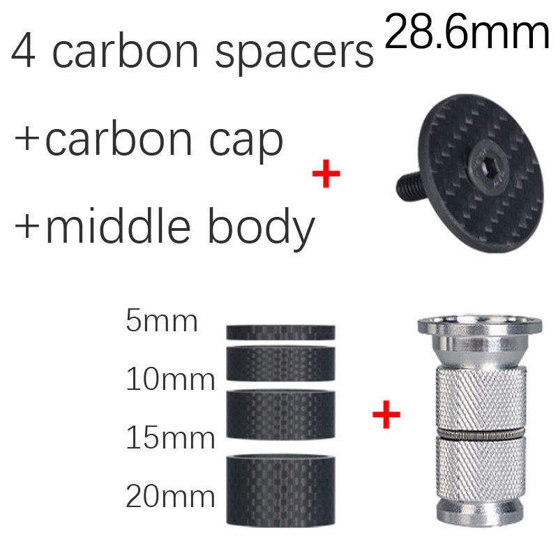 Neco Bike Headset Stem Top Cap Compression plug Nut Compressor Expansion Fork Steerer Carbon Fiber Cover Long Large Size: middle flat combo