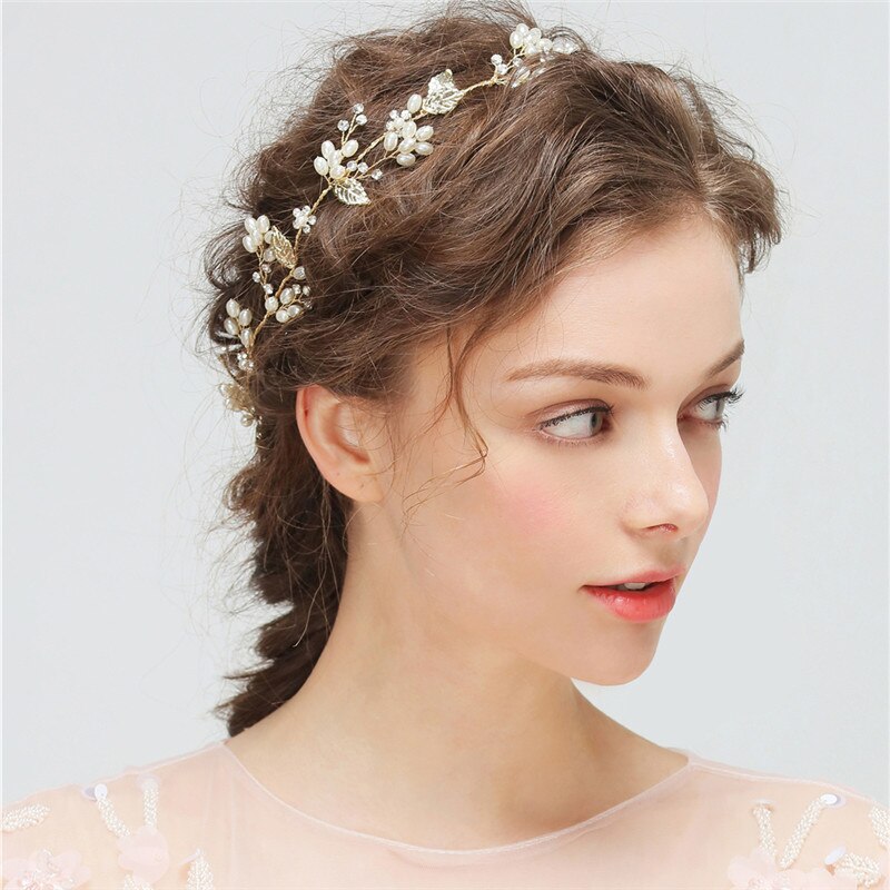 Tiara de novia dorada hermosa y diademas para mujer accesorios para el cabello de Mujer Accesorios para el cabello para la boda: Golden hair band