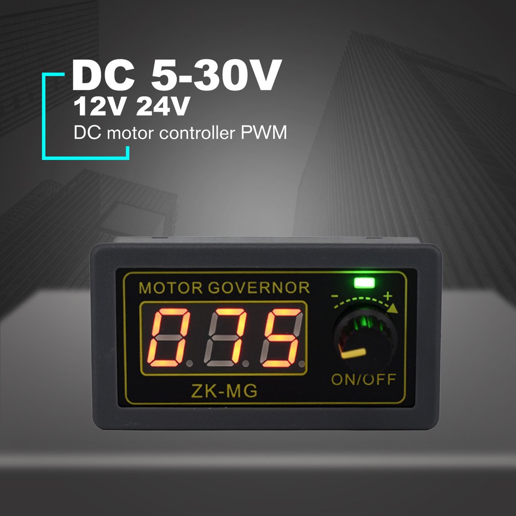 DC 5-30V 12V 24V 5A DC Motor Controller PWM Adjustable Speed Digital Display Encoder Duty Ratio Frequency MAX 15A ZK-MG