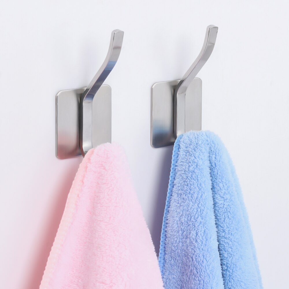 Zilver Rvs Haken Muur Gemonteerde Zelfklevende Kleerhanger Moderne Opbergrek Hoed Zak Plank Rustproo