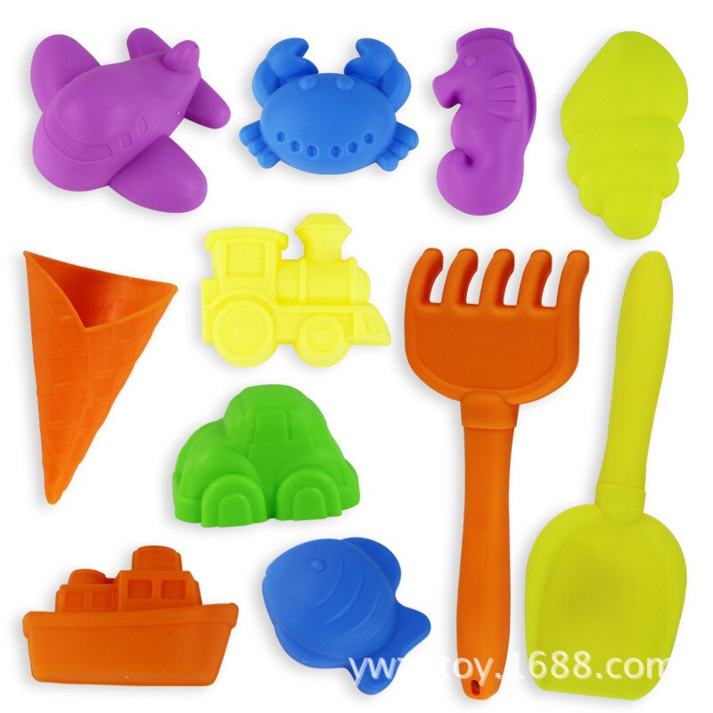 Zomer 12 stks/set Strand Zand Spelen Speelgoed Kids Seaside Emmer Schop Hark Kit Spelen Kinderen Baggeren Gereedschappen Verjaardag