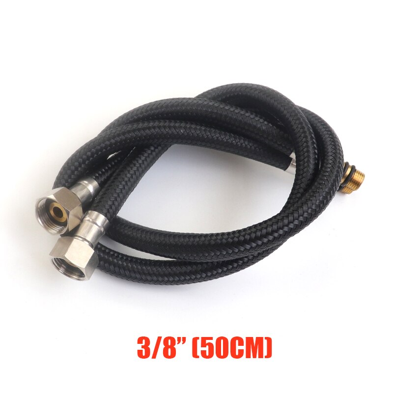 Tuyau Flexible en Nylon noir pour robinet de cuisine et plomberie, mélangeur d'eau chaude et froide, accessoires de salle de bains, 3/8 "Manguera1/2": 50CM