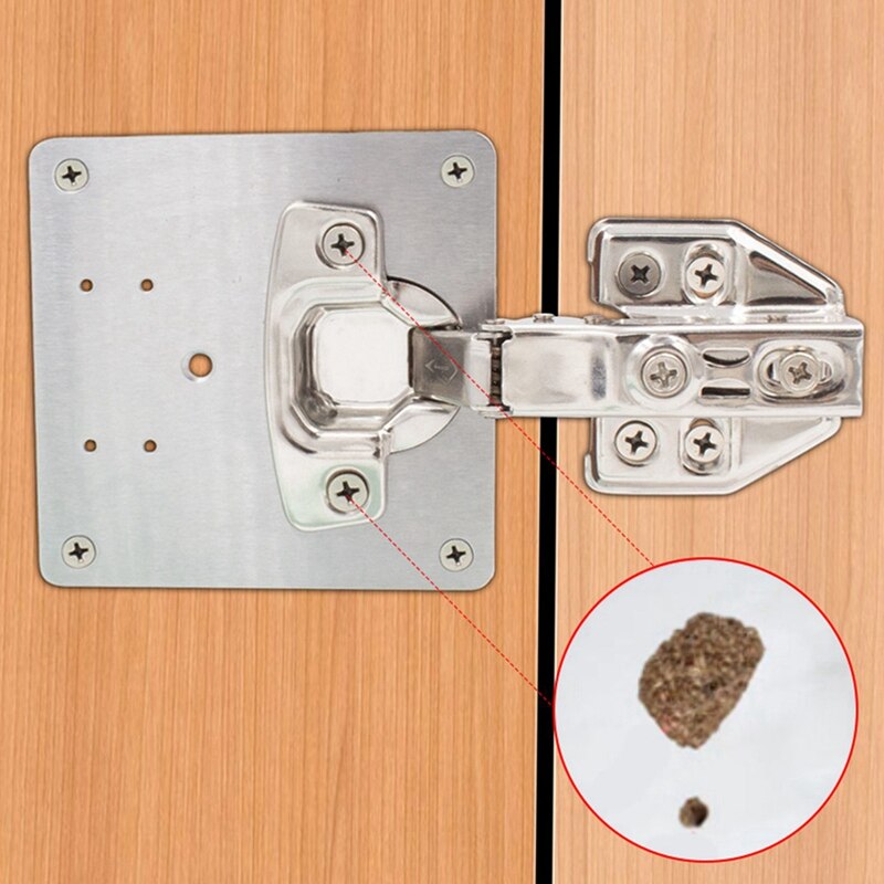 Hinged Stainless Steel Repair Plate, Furniture Cabinet Door Panel Connection Plastic Repair Plate Hardware Accessories