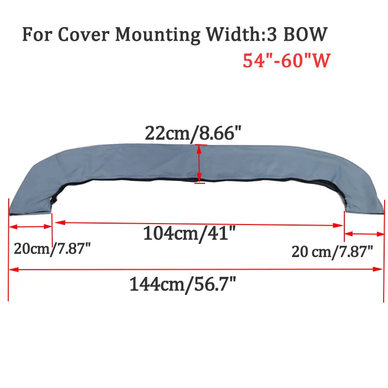 Waterproof 600D 3 Bow Bimini Top Boot Cover No Frame Yacht Boat Cover With Zipper Anti UV Dustproof Cover Marine Accessories: Ivory
