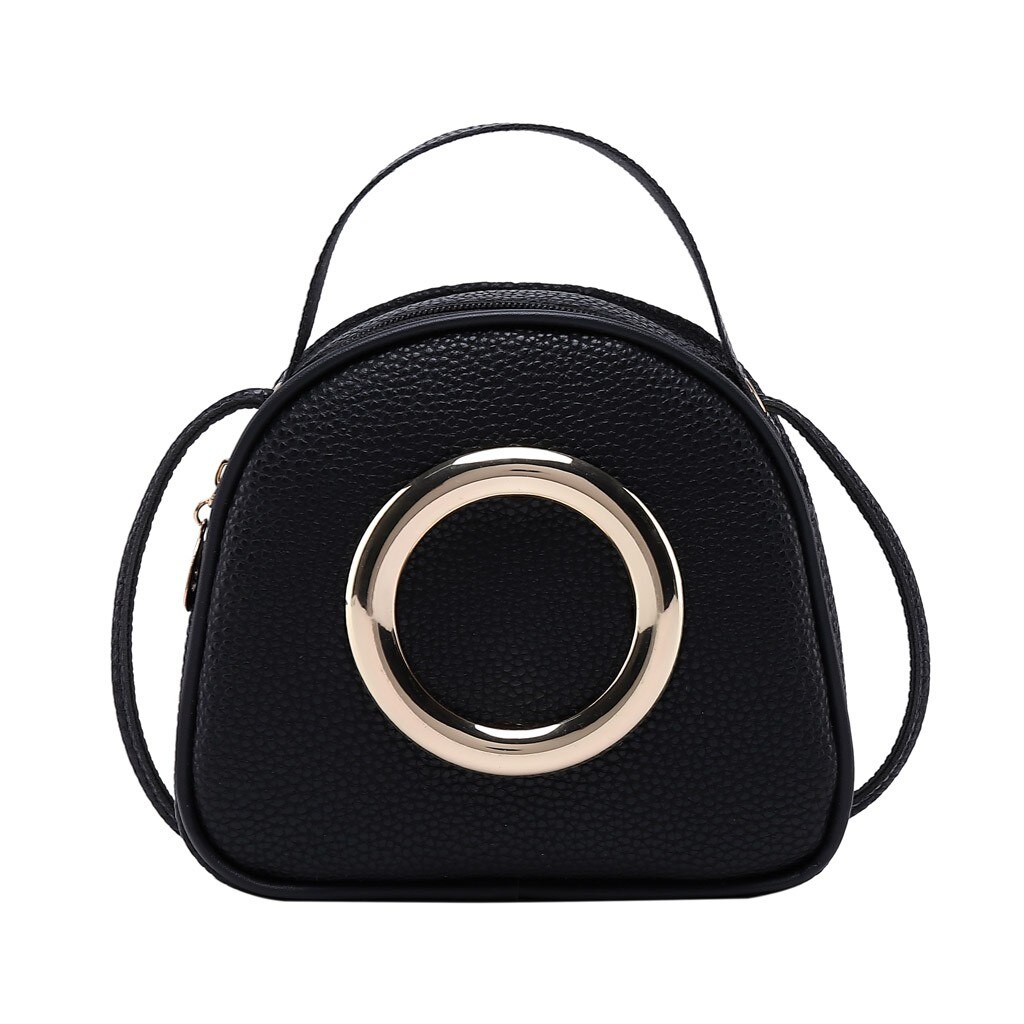 Women Solid Shoulder Bag Leather Cute Girl Small Handbag Versatile Luxury Women Messenger Bag: Black