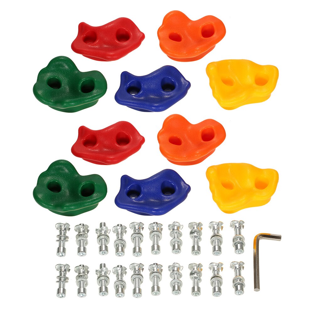 10PCS Rock Climbing Holds Wall Rock Climbing Stones Kit Set Backyard Kids Toys Game with Mounting Hardware Screws: 10PCS