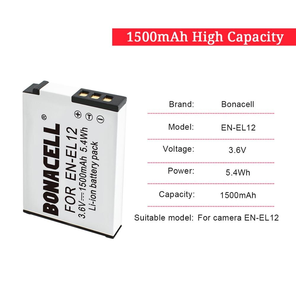 EN-EL12 Battery&Charger For Nikon Coolpix A1000, B600 Coolpix AW130 A900 W300 S1200pj S9900 S9500 S9300 S9200 S8200 S6300 S6200