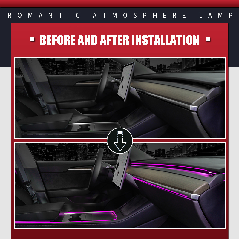 Luces decorativas para Interior de coche, tiras LED RGB de neón, 1/2 en 1, Bluetooth, controlado por aplicación, luces de fibra óptica USB, 12v