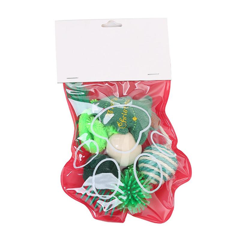 Zesdelige kattenspeelgoed kerstplezier kattenpoot speelgoed combinatie puppy kous diverse speeltjes huisdier interactief spel benodigdheden