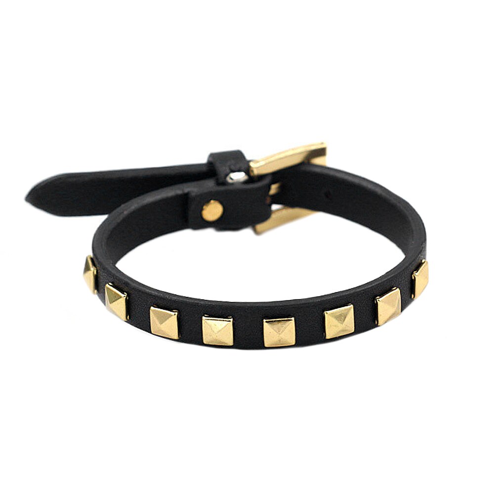 Kirykle 5 farve charme læder armbånd til kvinder guld firkantede nitter armbånd fest smykker smykker til kvinder: Kr1192-1