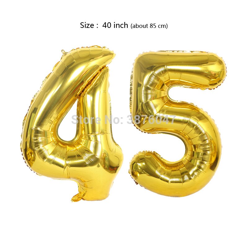 40inch 40 41 42 43 44 45 balloon rose gold silver anniversary party decoration 40th 41st 42nd 43rd 44th 45th birthday balloons: Gold-45