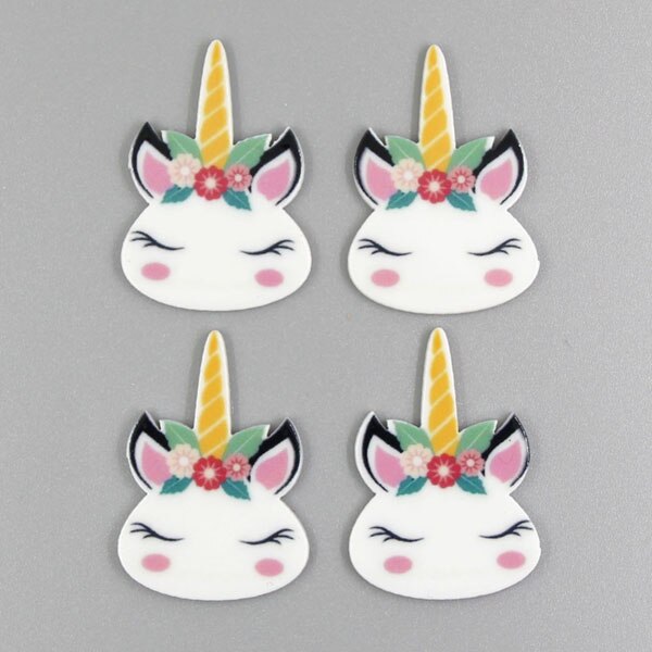 10 st/lot harts hästhuvud cabochons för pilbågar tecknad horned häst harts platt rygg hantverk gör-det-själv-håraccessoarer/kylskåp klistermärke: 7