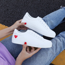 Dam canvas skor dam casual flats hjärta snörning dam vår/höst skor vita sneakers eur storlek 36-42