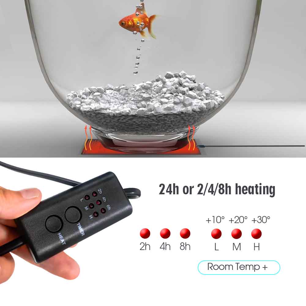 Almohadilla calefactora para plantas de 45W-5W, calentador de reptiles con sincronización de 2/4/6H, controlador de temperatura de 3 engranajes para calentador de terrario de jardín interior