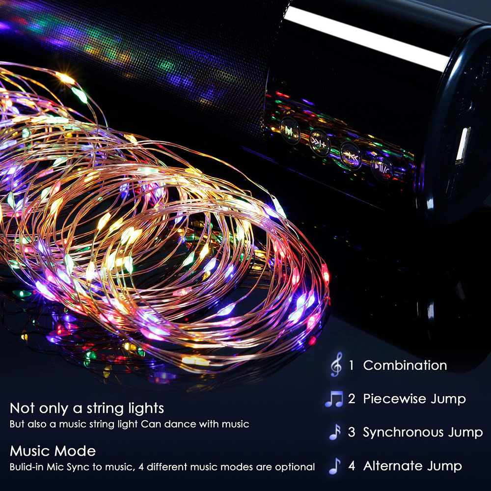 100 Leds Lights Music Rhythm USB Copper Wire Light Strings IP65 Waterproof IR Remote Control Party Decor Led strip