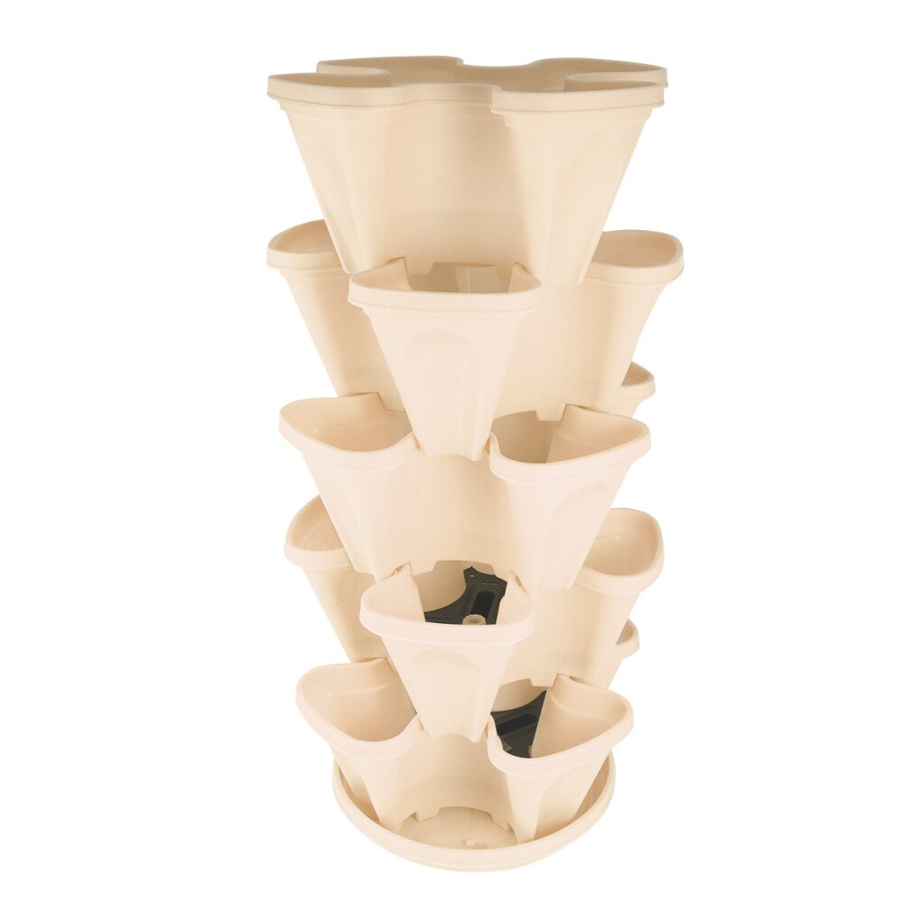 1 Set of 6pcs Flowepot Multilayer Stacking Cultivation Pot Vegetable Melon Fruit Strawberry Planting Pot - 1pc Tray and 5pcs Pot