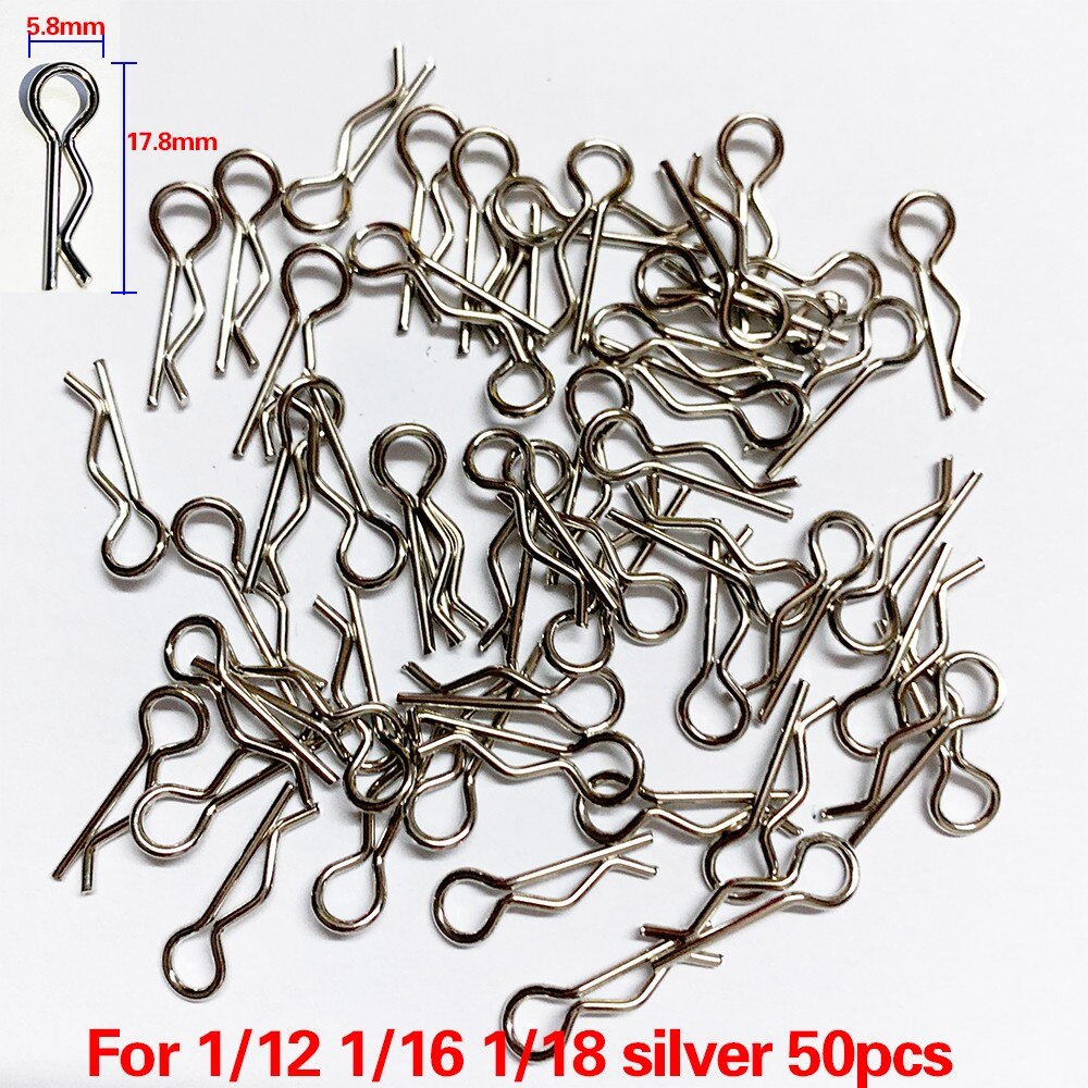 50Pcs Rc Auto Onderdelen 1/5 1/6 1/7 1/8 1/8 1/12 1/16 Rc Cars Shell Body Clips Pins Behuizing Klink R Gespen Vast Traxxas SCX10 Hsp