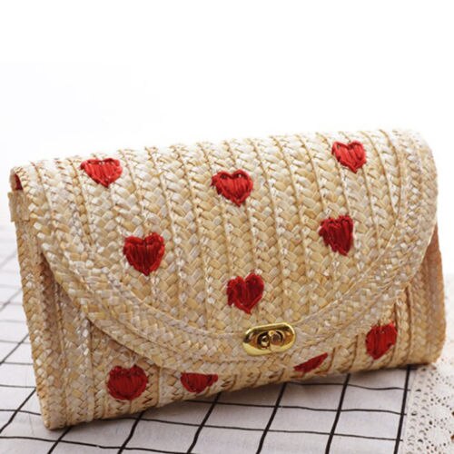 Strand Boho Tas Messenger Handgeweven Rotan Stro Vrouwen Stro Gebreide Satchel Zomer Mode: Lake Blue