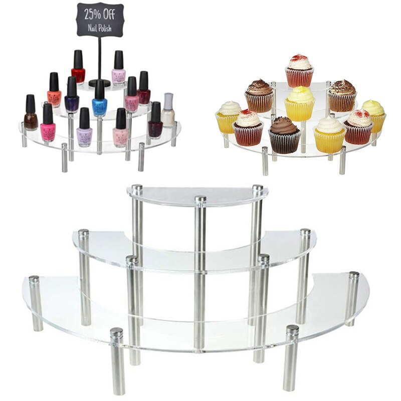 3-Tier Clear Acrylic Semicircle Round Cupcake Dessert Display Stand