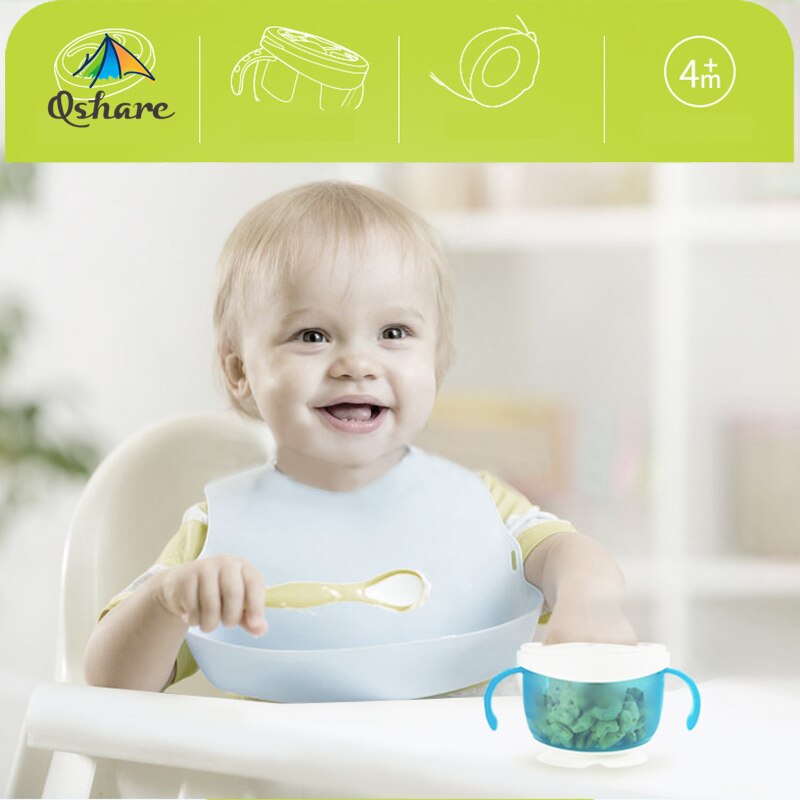 Boîte à collations anti-fuite pour bébé, double poignée, bol à ventouse, récipient pour aliments, boîte à collations pour enfants, bébés et tout-petits