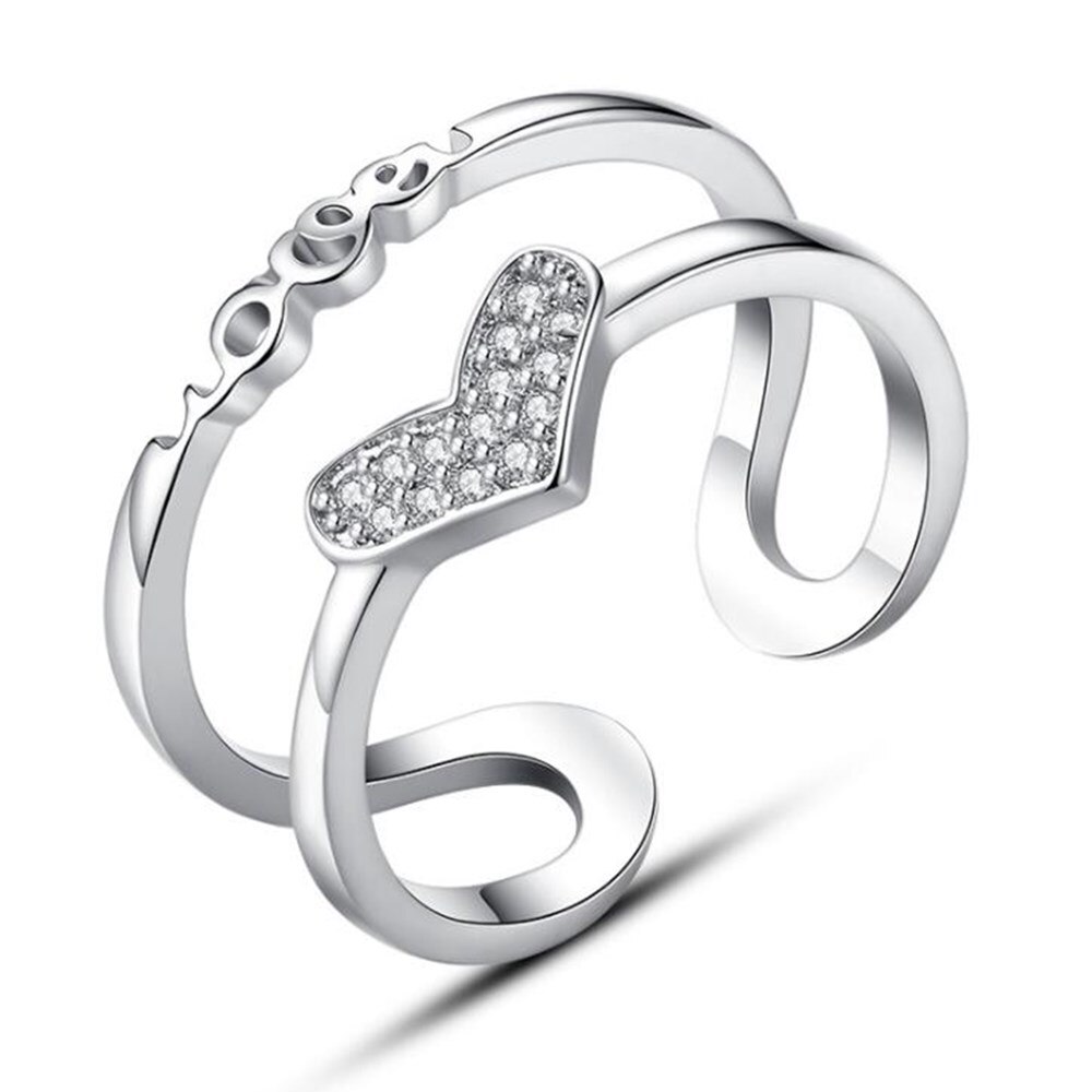 NEHZY-anillo ajustable de circonia cúbica para mujer, de Plata de Ley 925, joyería retro de , tamaño hueco en forma de corazón