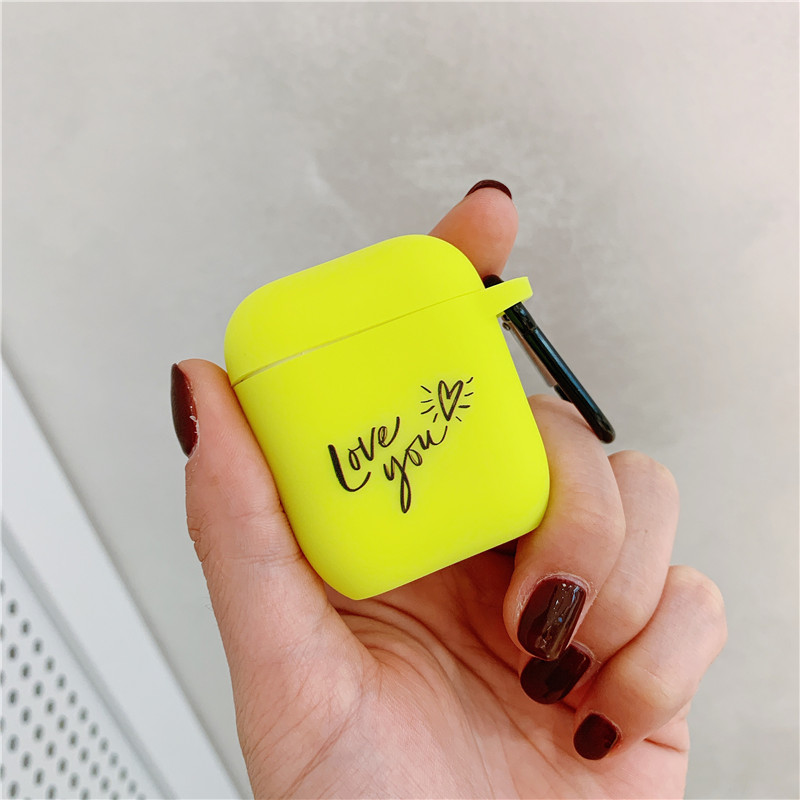 Fluorescent color Simple letter For Airpods Case Cute cartoon Bluetooth Earphone Protective Cover For Airpod 2 soft case: style 4