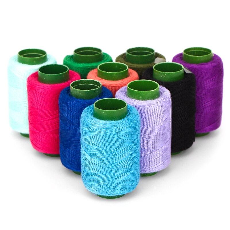 Rouleau de fil à coudre multicolore 300 Polyester, ensemble de fils solides et durables pour Machines à main, 100% mètres