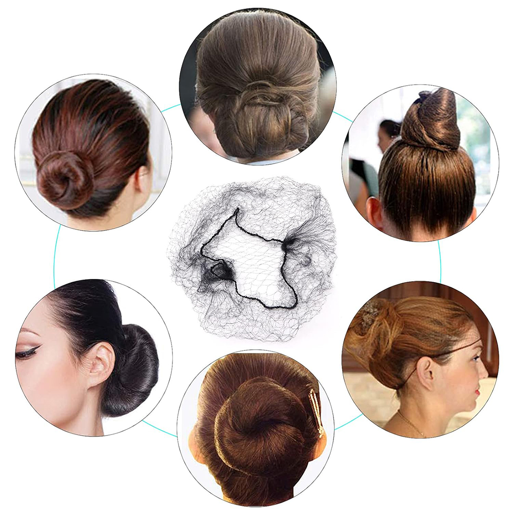 20 pièces 5Mm filets à cheveux en Nylon Invisible jetable filet à cheveux Ballet danse Snoods filet chignon filets à cheveux Invisible bord élastique maille cheveux