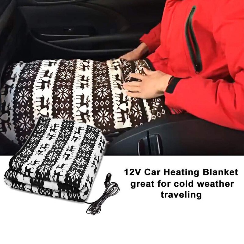 12v bil opvarmning tæppe snefnug elg mønster bil elektrisk tæppe energibesparende opvarmet kastetæppe til rejse camping picnic varme