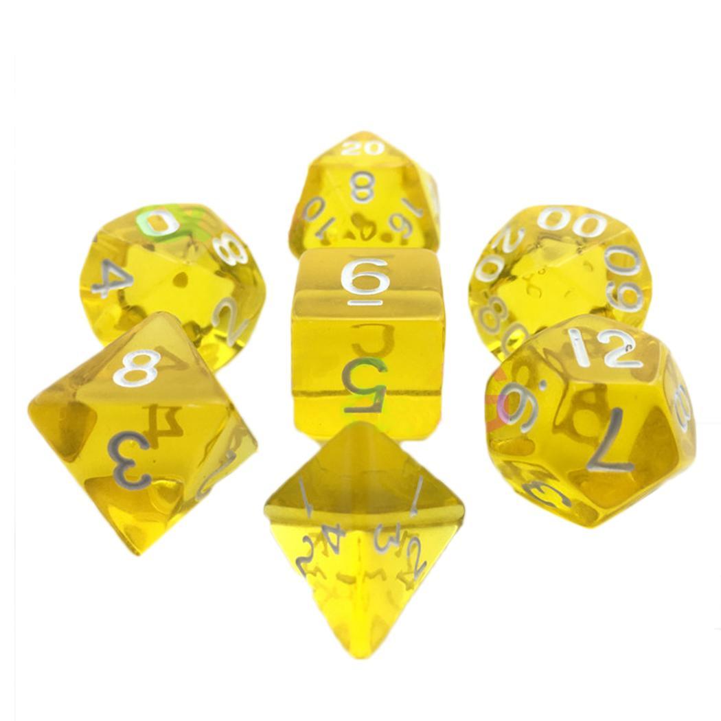 7pcs/Set Digital Game Dice Polyhedral D4-D20 Acrylic Dice Party Game 6 color Funny toy