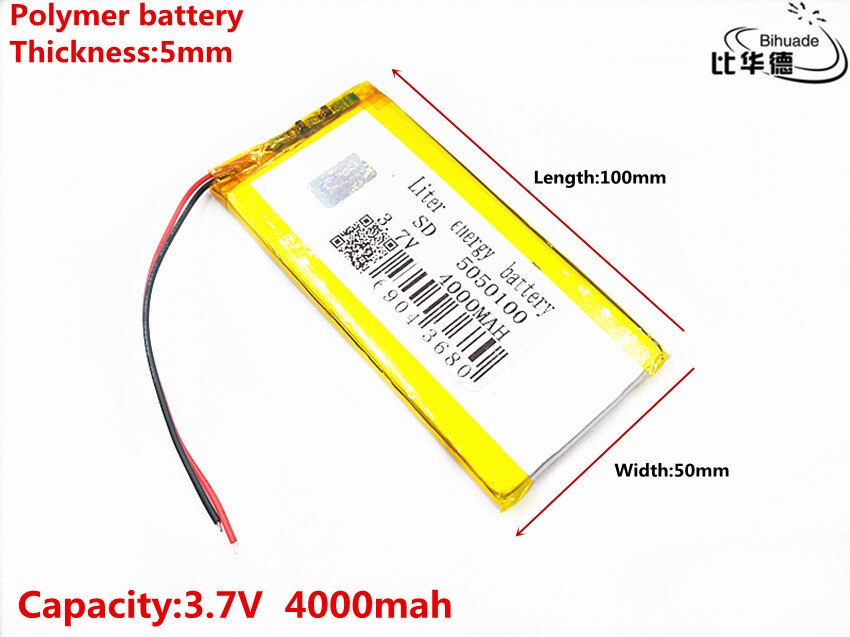 3.7V 4000mAh 5050100 Lithium Polymer Li-Po li ion Rechargeable Battery Lipo cells For Mobile Recorder Recorder Speaker Devices