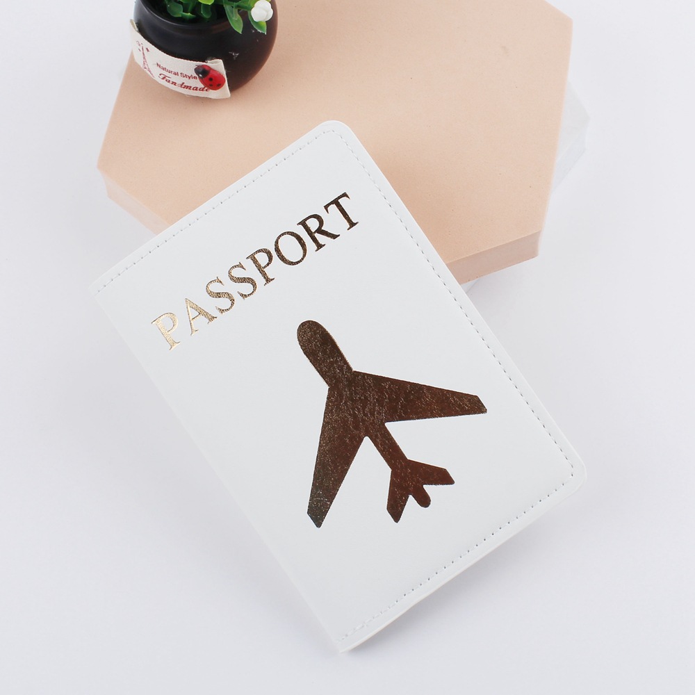 PU Leather World Map Travel Passport Cover Women Passport Holder Case for Men Travel Document Credit Card Case: C White
