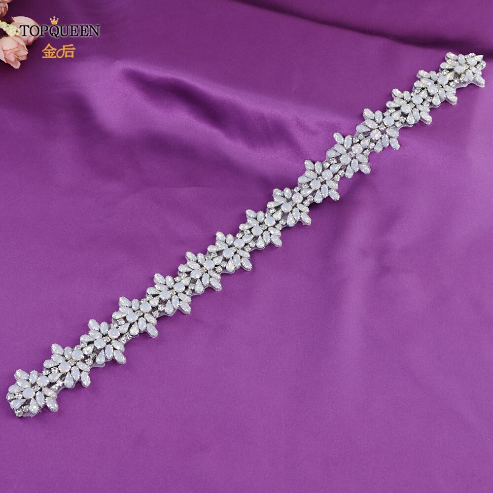 TOPQUEEN (1pc) s269 Braut Hochzeit Silber Strass Applikationen Gürtel Rose Gold Kristall Perlen Patch Eisen auf für Hochzeit Kleider: S269B
