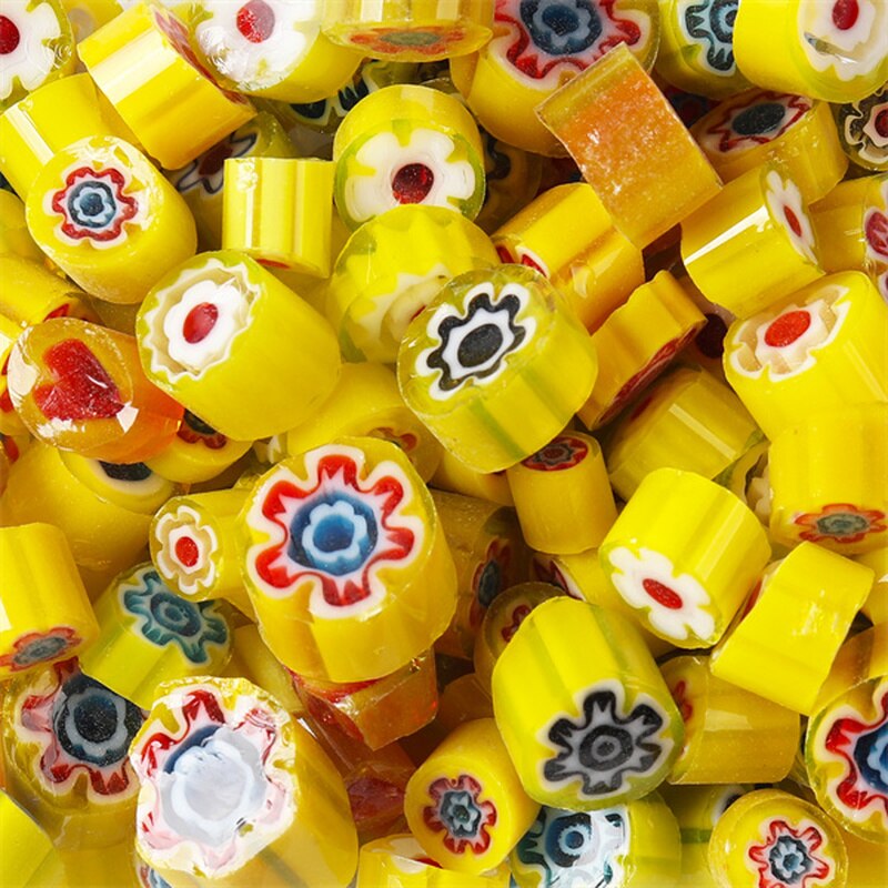 400g/14.11oz Colorful Millefiori Glass Beads Mosaic Tiles Thousand Flower Beads Cylinder Shape DIY Hobbies and Crafts Materials