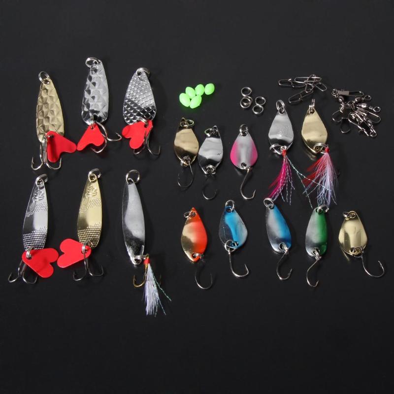 37Pcs Mixed Fishing Lures Hook Box Artificial Spoon Bait Set Fishing Kit Spinning Hard Bait Pesca Square Fishhook Box