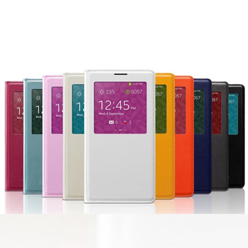 Flip Cover Leather Phone Case For Samsung Galaxy Note 3 Note3 Not III SM 9005 N900 N9005 SM-N900 SM-N9005 Smart View Sleep Wake