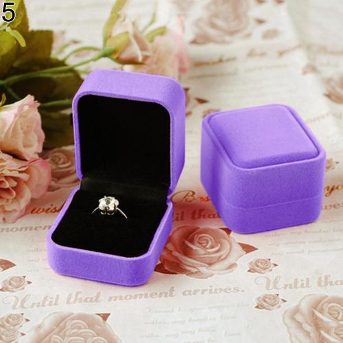 Sieraden Earring Ring Display Organizer Vierkante Deksel Open Box Case: Lilac