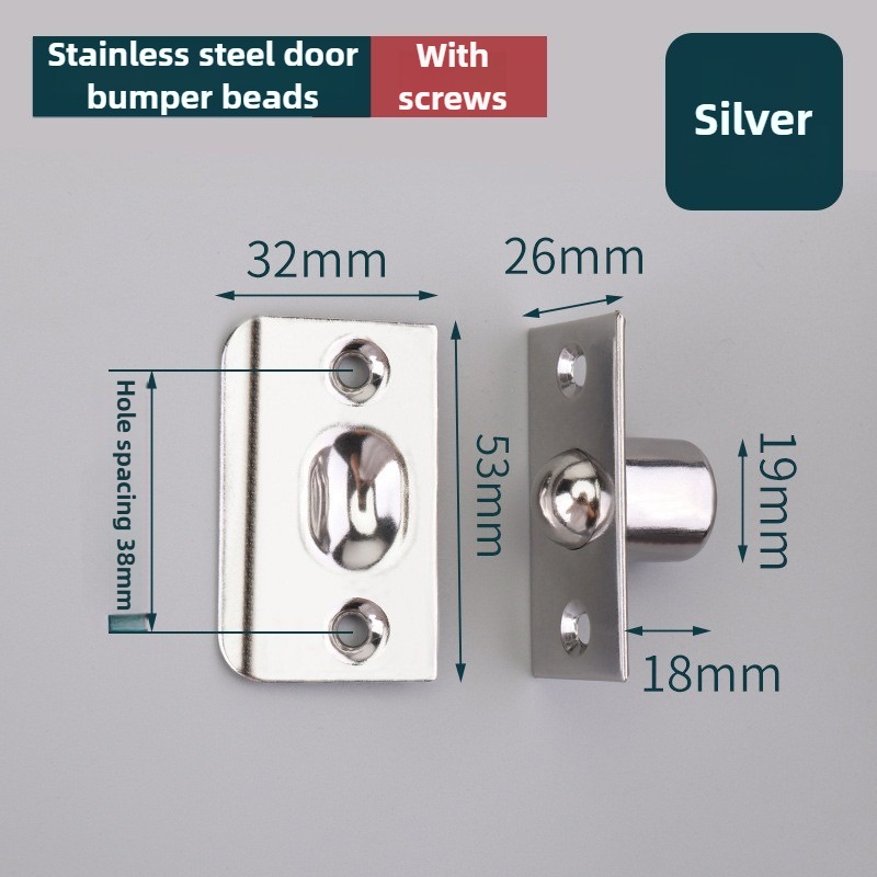 1Set Stainless steel Closet Door Ball Catch with Screw Cabinet Gate Spring Roller Ball Door Latch Set Door Stopper Furniture: Nickel